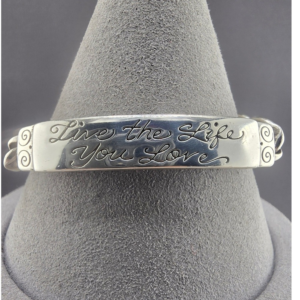 Brighton Bracelet Silver Tone Live the Life You Love Scroll Engraved 6.5in